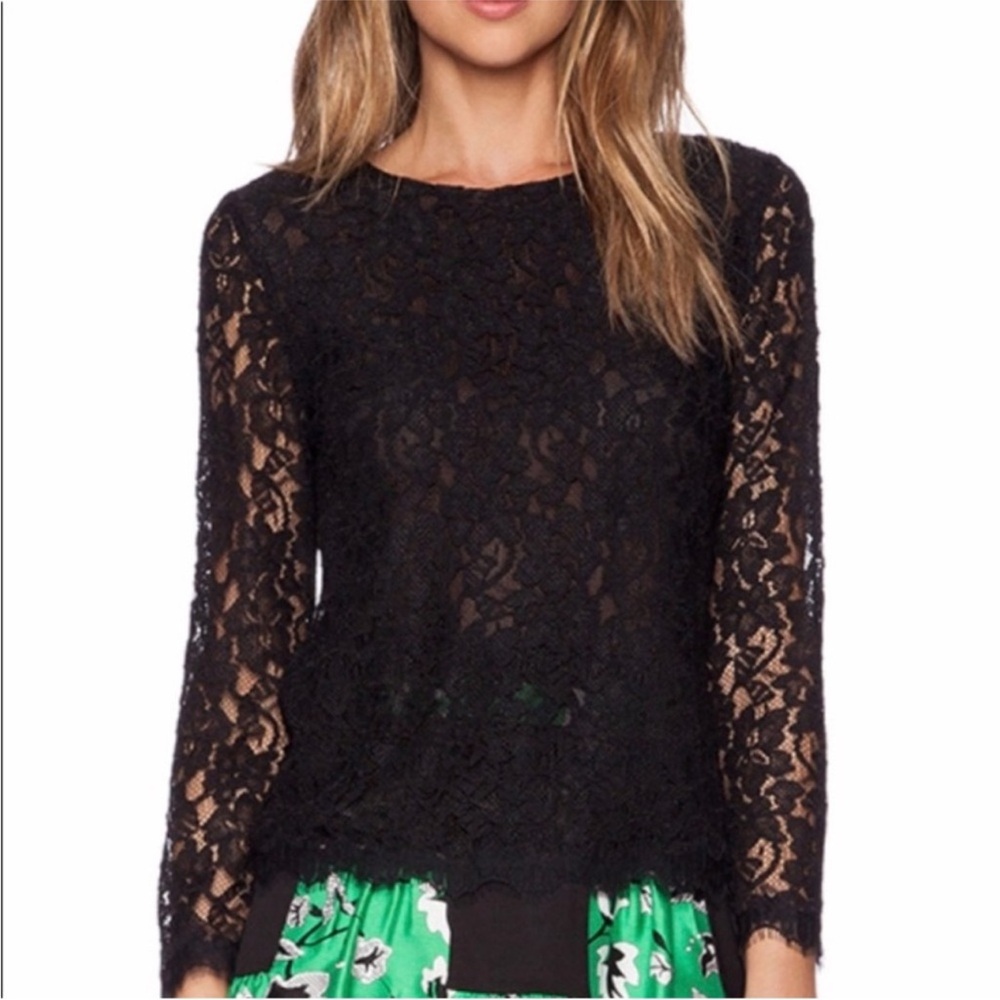 Diane Von Furstenberg Black Lace Blouse